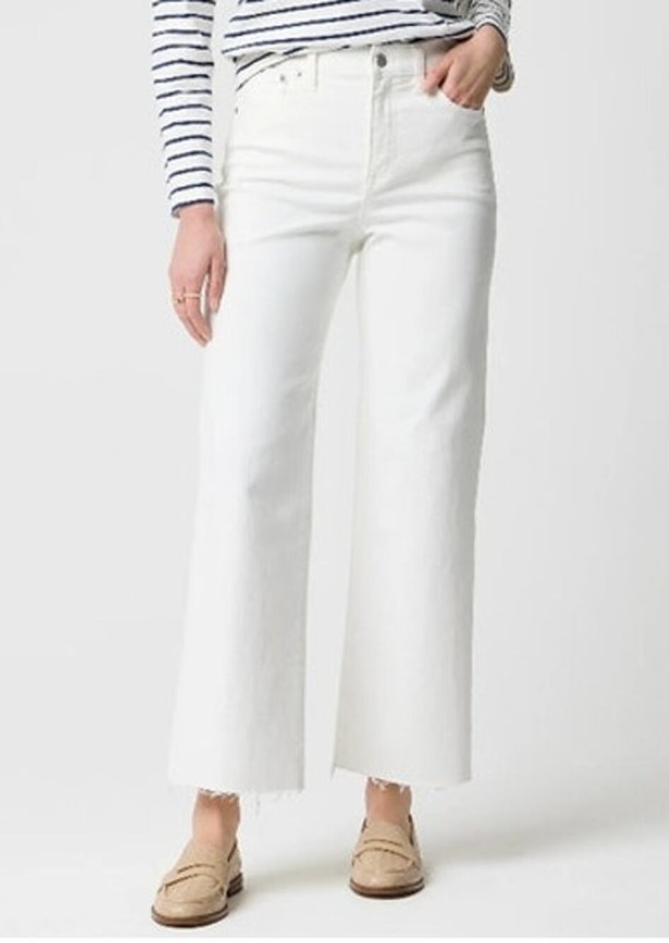 NWT J. Crew Wide-Leg Cropped Jean In All-Day Stretch White 34